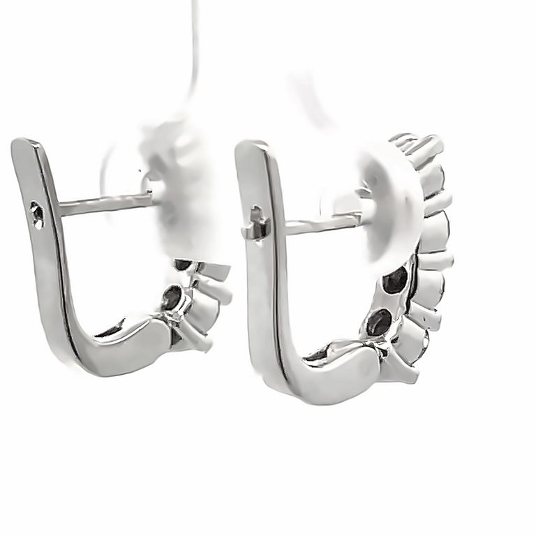 Diamond Earrings English Lock 0.72CT 14K White Gold