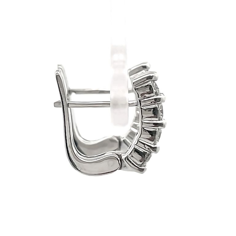 Diamond Earrings English Lock 0.72CT 14K White Gold
