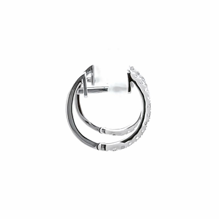 White Round Diamond 0.12CT Baby Hoops with English Lock 14K White Gold