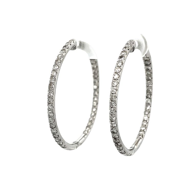 Diamond Inside-Out Hoops Earrings 1.50CT 14K White Gold