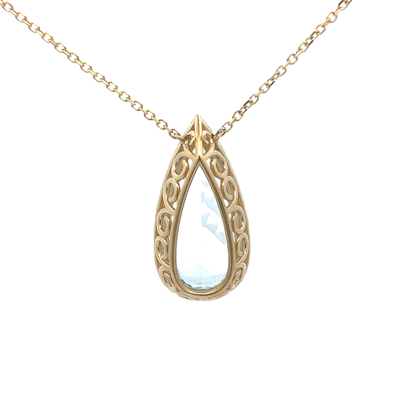 Aquamarine Diamond Necklace 0.48CT AQ 22.06CT 14K YG