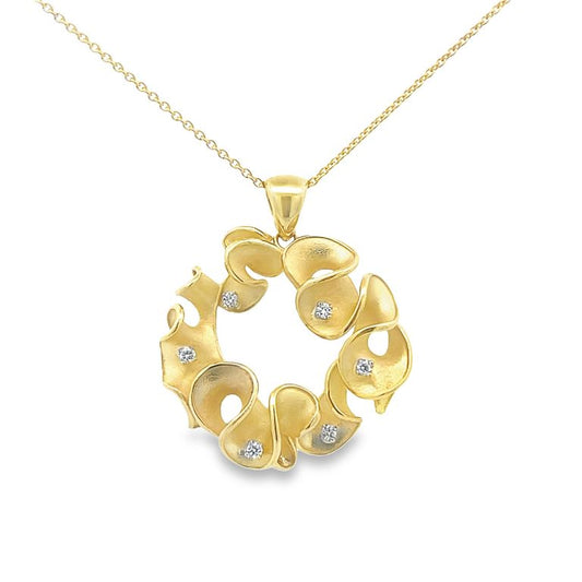 Fashion Diamond Pendant 0.15CT 14K Yellow Gold