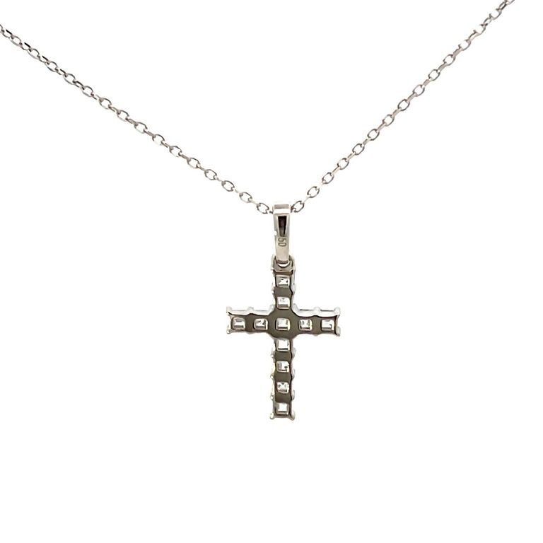 Diamond Cross Pendant 0.37CT 18K White Gold