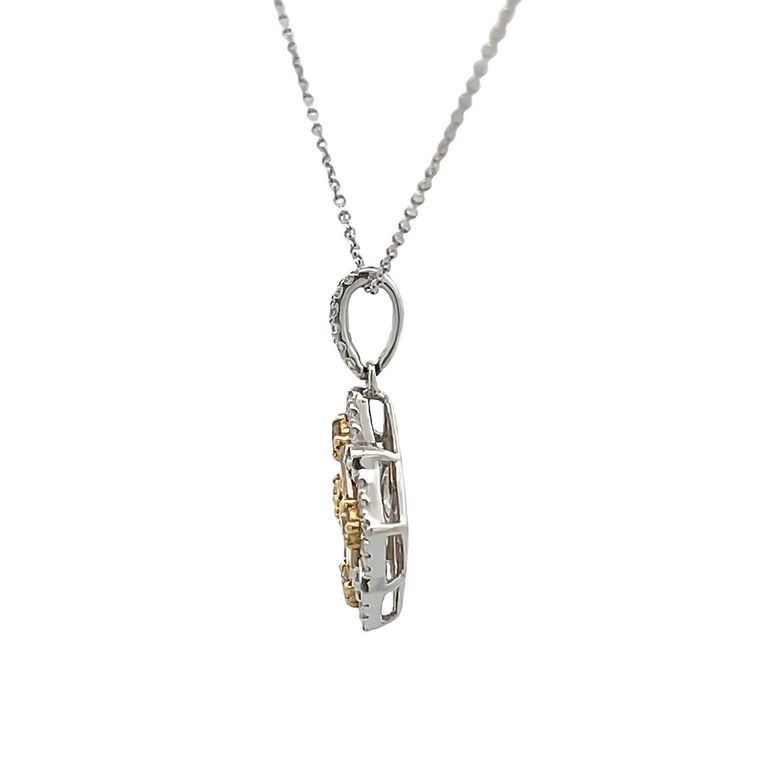 Yellow Baguette Diamond 0.72CT & White Round 0.28CT Diamond Necklace 18K White