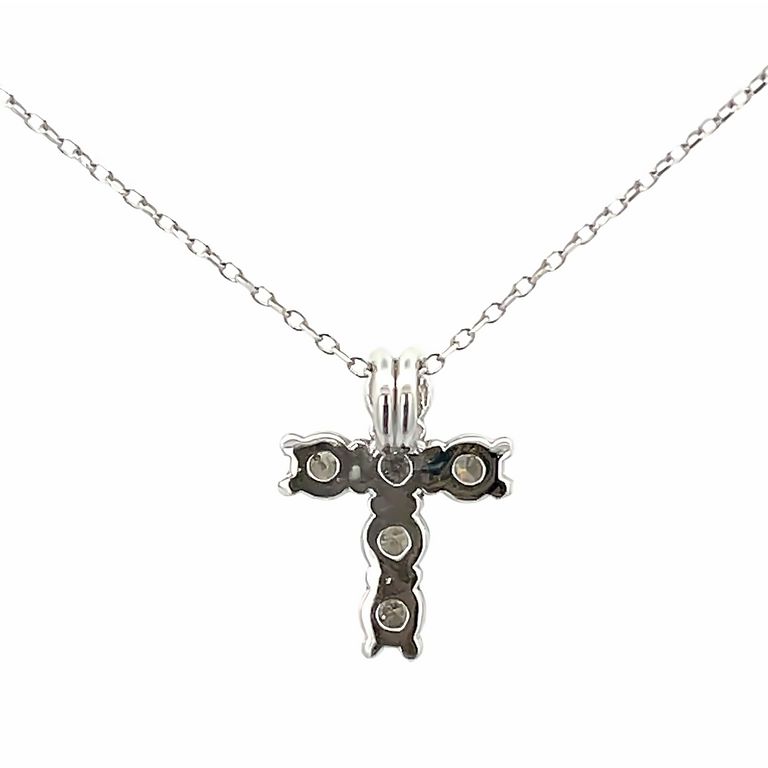 Diamond Cross Pendant Necklace Round Diamonds 0.52CT 14K Yellow Gold