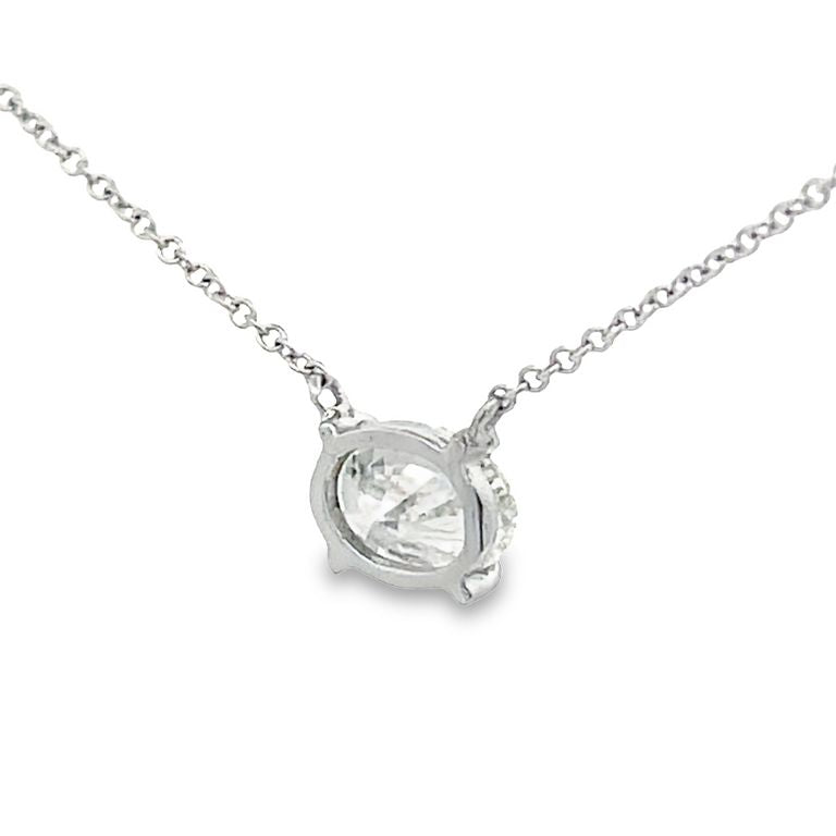 White Oval Diamond 1.04CT Pendant Necklace 14K White Gold