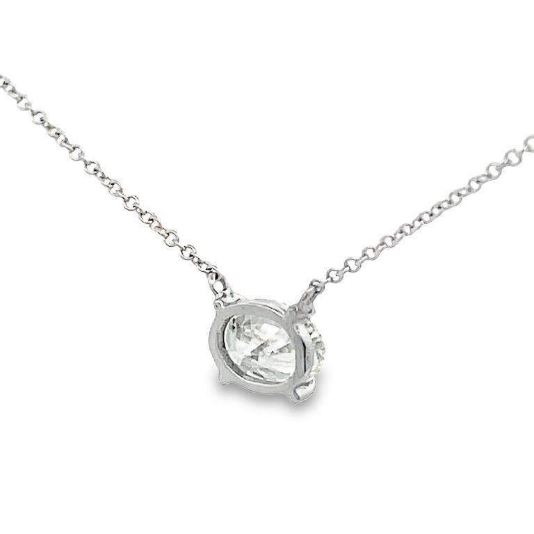 White Oval Diamond 1.04CT Pendant Necklace 14K White Gold