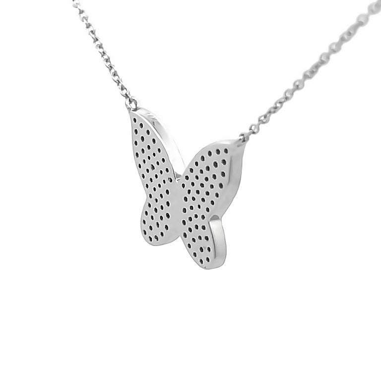 Butterfly Diamond 0.34CT Pendant Necklace 14K White Gold