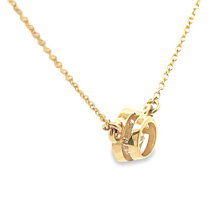 Round Bezel Diamond Solitaire Pendant Necklace 0.76CT 14K Yellow Gold