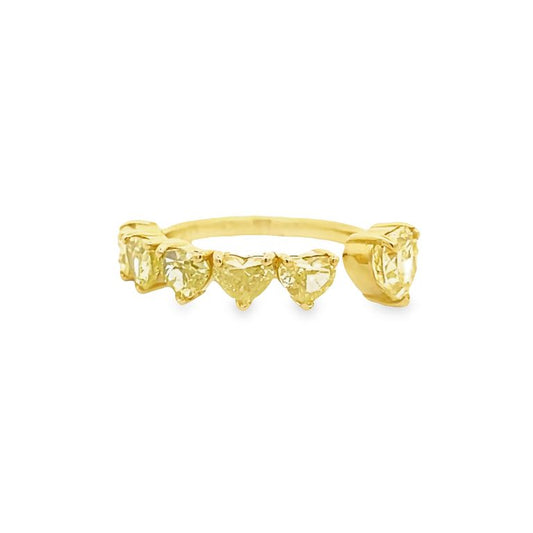 Heart Shape Fancy Yellow Diamond Ring Band 3.21CT 18K Yellow Gold