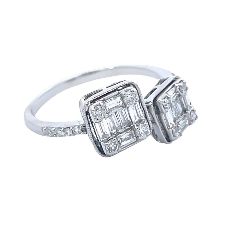 Fashion Baguette Diamond Ring 0.6CT  14K White Gold