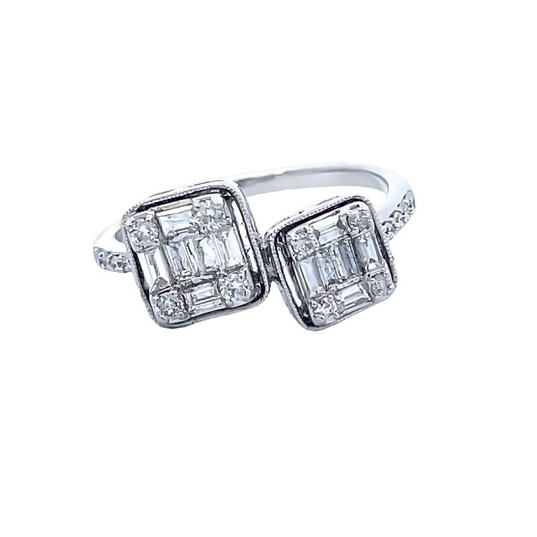 Fashion Baguette Diamond Ring 0.6CT  14K White Gold