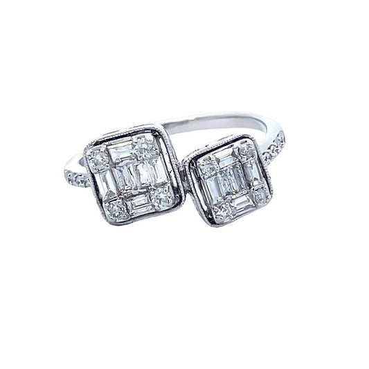 Fashion Baguette Diamond Ring 0.6CT  14K White Gold