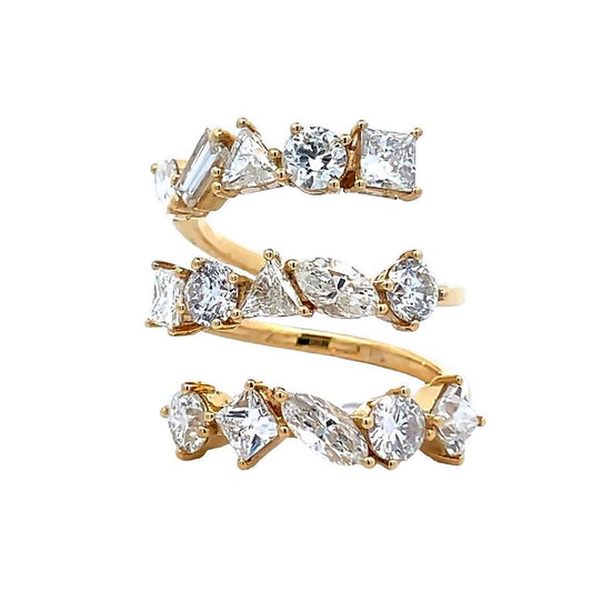 Triple Row Fancy Diamond Ring Mix Shape 4.34CT G SI1-VS