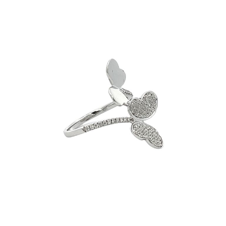 Lady's Butterfly Diamond Fashion Ring 0.44CT 18K White Gold