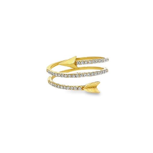 Triple Row Round Diamonds Fashion Ring 0.27CT 14K Yellow Gold
