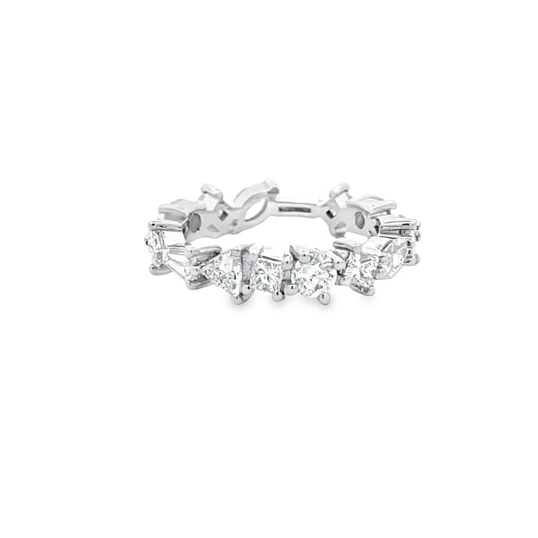 Fancy Mix Shape Diamond Eternity Band 2.30CT F/VS 18K White Gold
