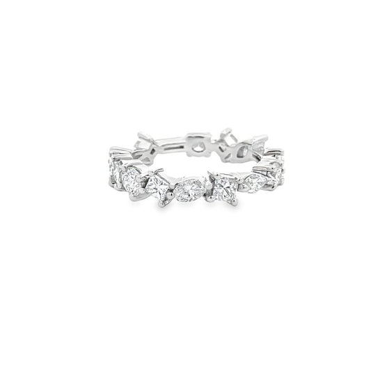 Fancy Mix Shape Diamond Eternity Band 2.30CT F/VS 18K White Gold