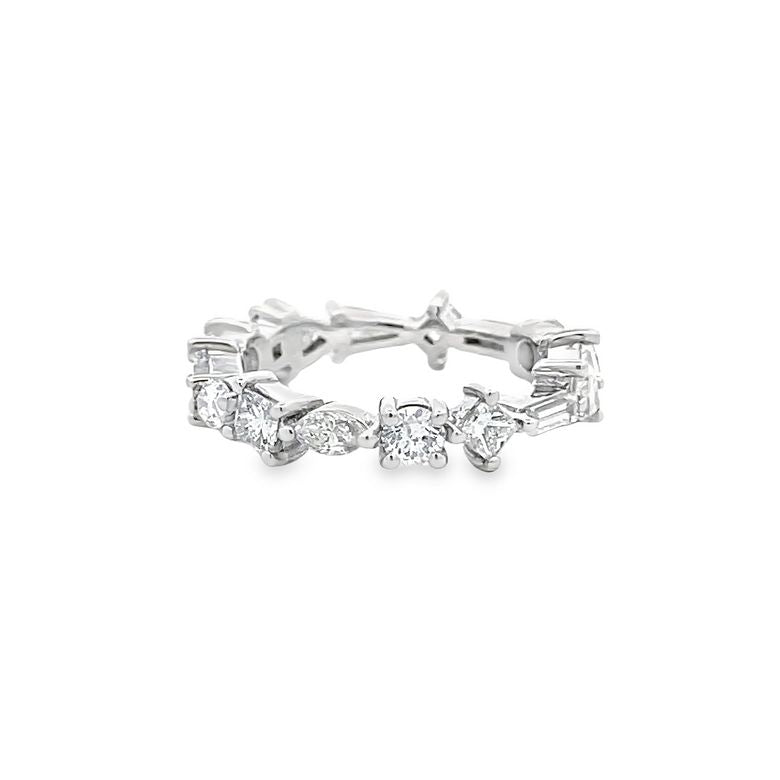 Fancy Mix Shape Diamond Eternity Band 2.30CT F/VS 18K White Gold