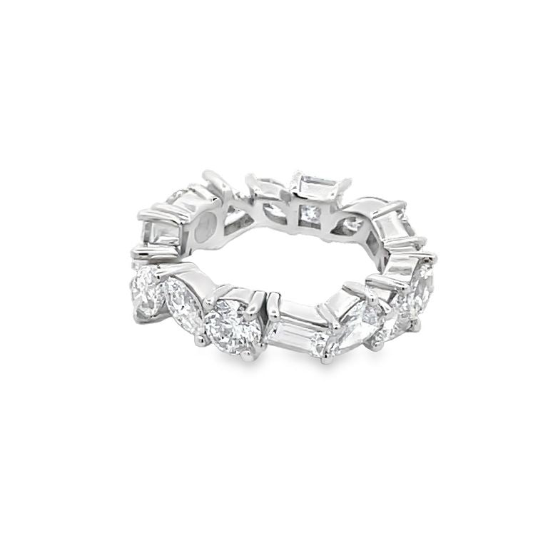 Fancy Shape Eternity Diamond Ring 4.88CT 18K WG