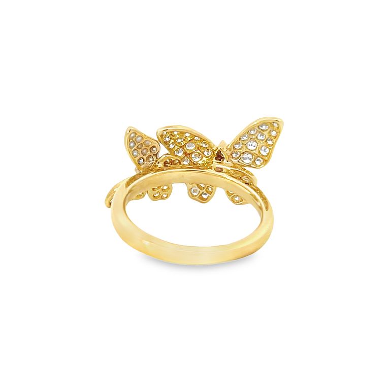 Double Butterfly Fashion Ring 0.85CT 18K YG