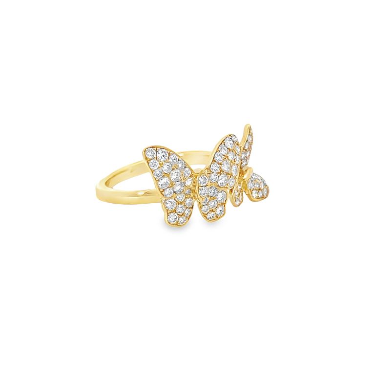 Double Butterfly Fashion Ring 0.85CT 18K YG