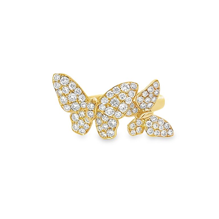 Double Butterfly Fashion Ring 0.85CT 18K YG