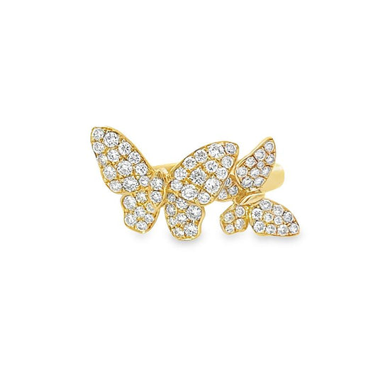 Double Butterfly Fashion Ring 0.85CT 18K YG
