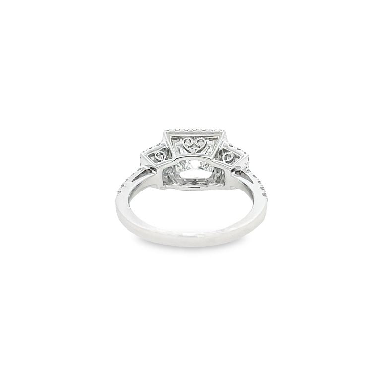 Three Stone Princes Diamond Ring 2.52CT 18K White Gold GIA H/SI1