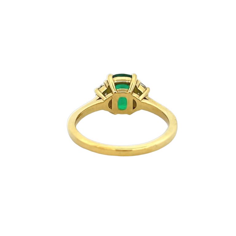 Colombian Green Emerald 1.38CT & Diamonds 0.35CT Ring in 18K Yellow Gold