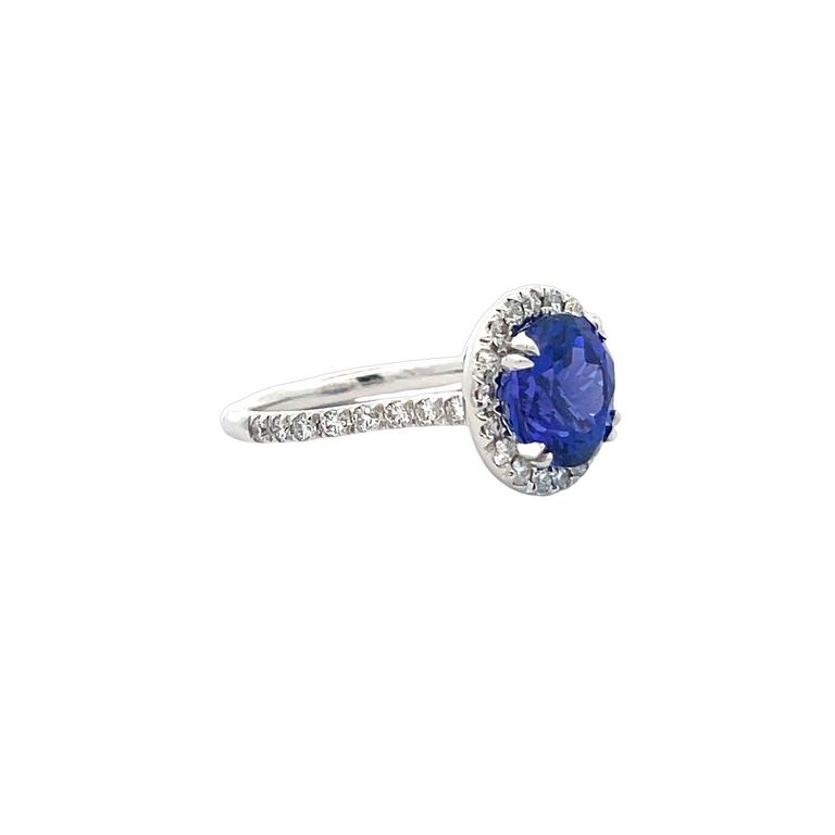 Cocktail Tanzanite & White Diamond Ring 4.97CT 14K White Gold