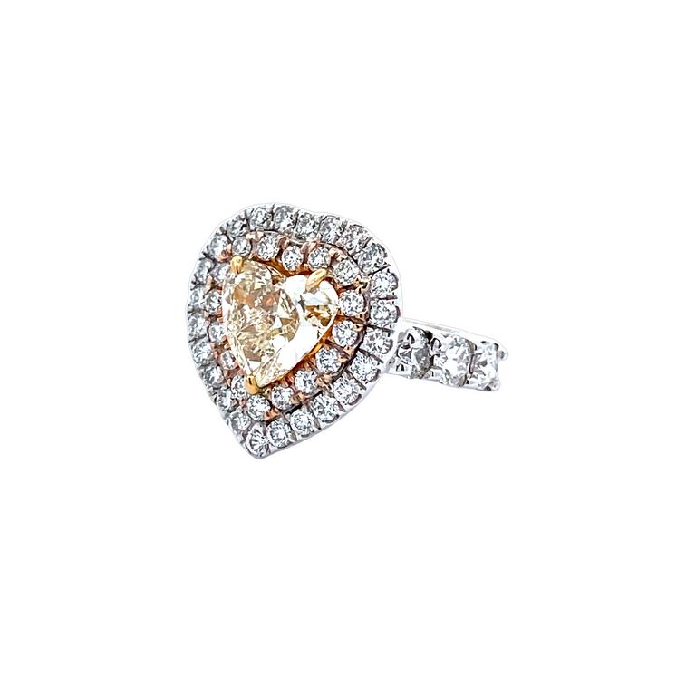 Fancy Yellow Heart Shape Diamond Ring 5.14CT 18K White Gold