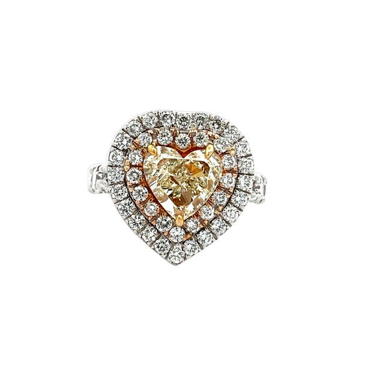 Fancy Yellow Heart Shape Diamond Ring 5.14CT 18K White Gold