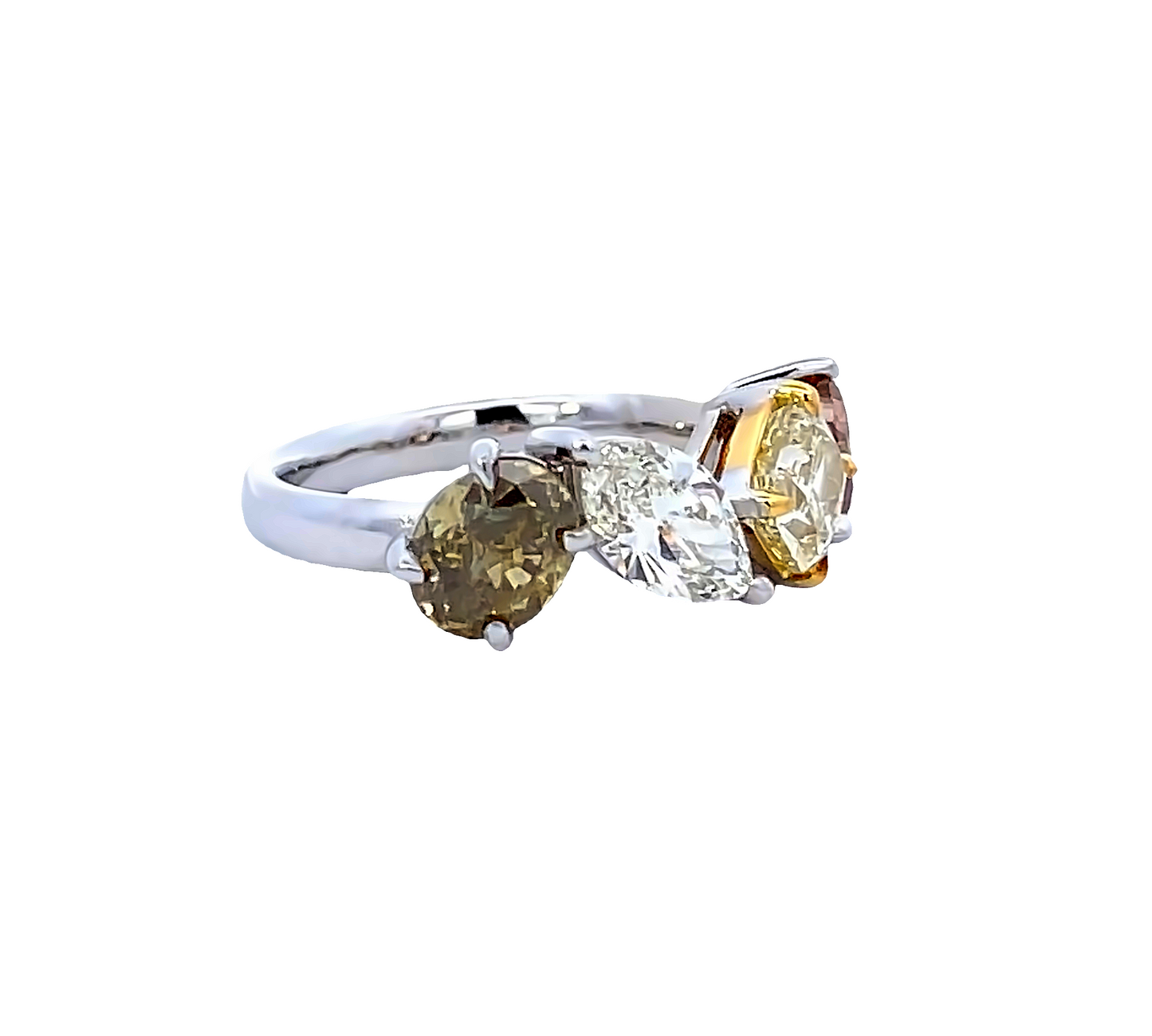 Fancy Shape Multicolor Diamond 3.51 CT in 18K  White Gold Fashion Ring