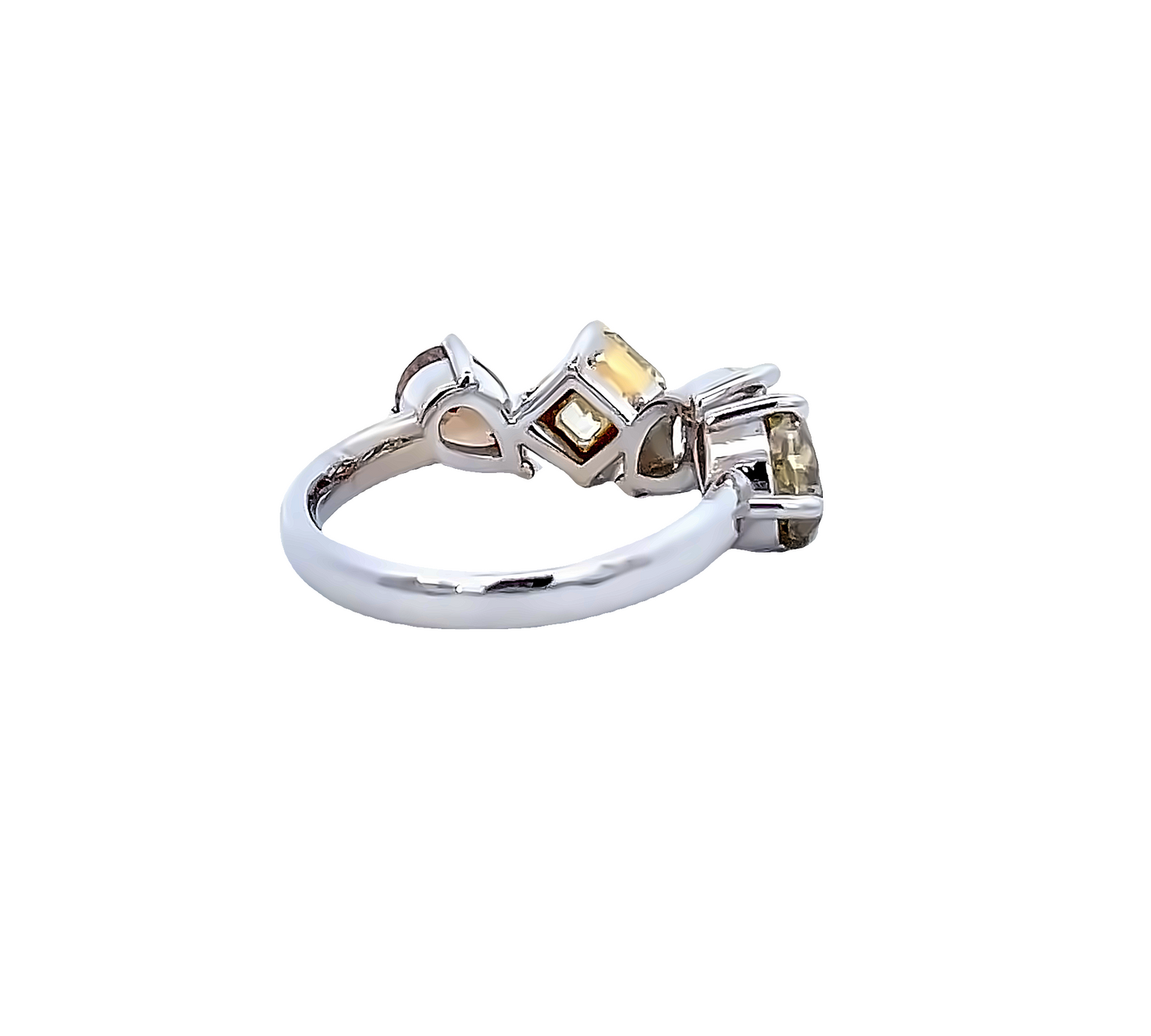 Fancy Shape Multicolor Diamond 3.51 CT in 18K  White Gold Fashion Ring