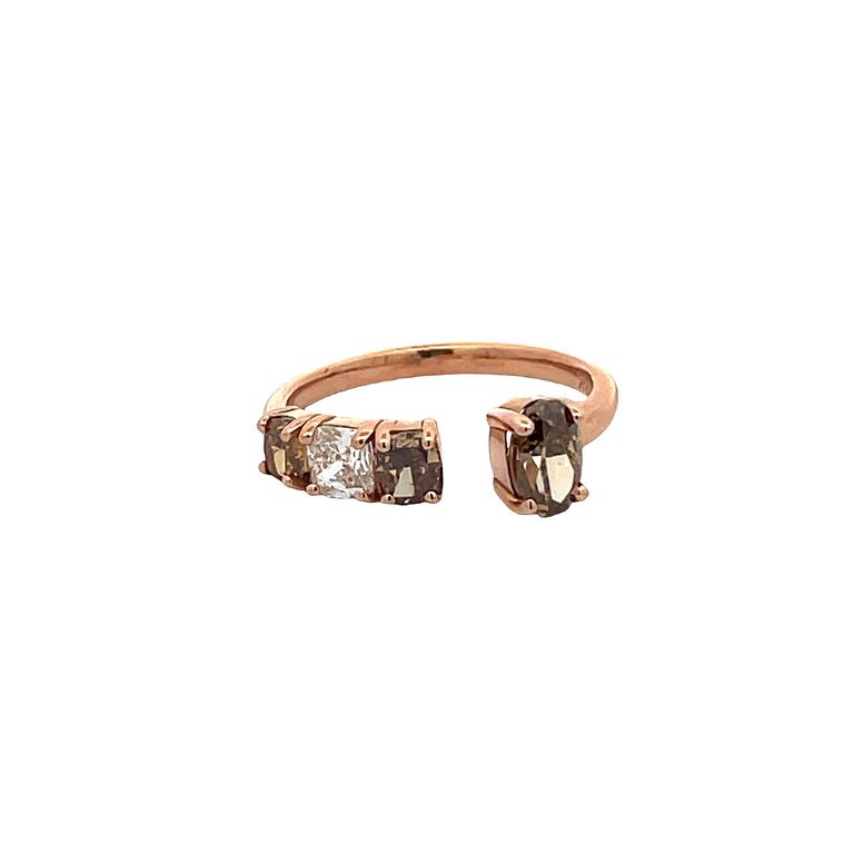 Fancy Shape Multicolor Diamond 1.81 CT 18K Rose Gold Fashion Ring