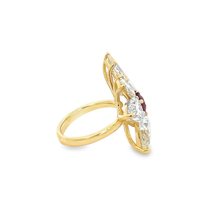 Fancy Diamond & Ruby Ring 8.23CT Ruby 1.02CT 18K YG GIA