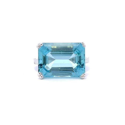 Emerald Aquamarine 10.18CT Fashion Ring 14K White Gold