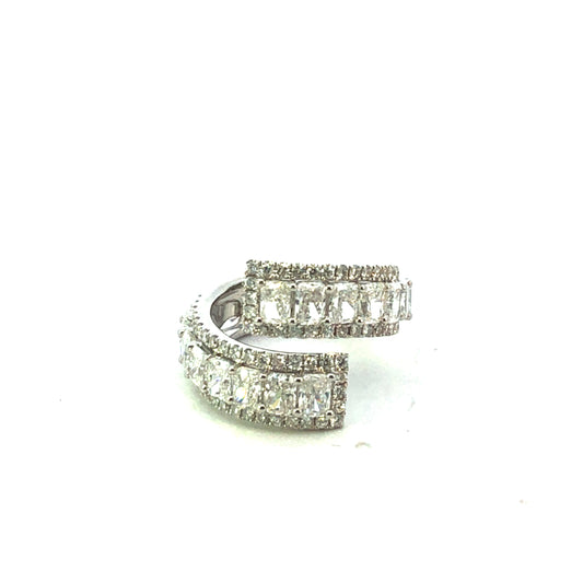 18K White Gold Spiral Ring with Radiant & Round Diamonds - 3.16ct RAD, 0.65ct D