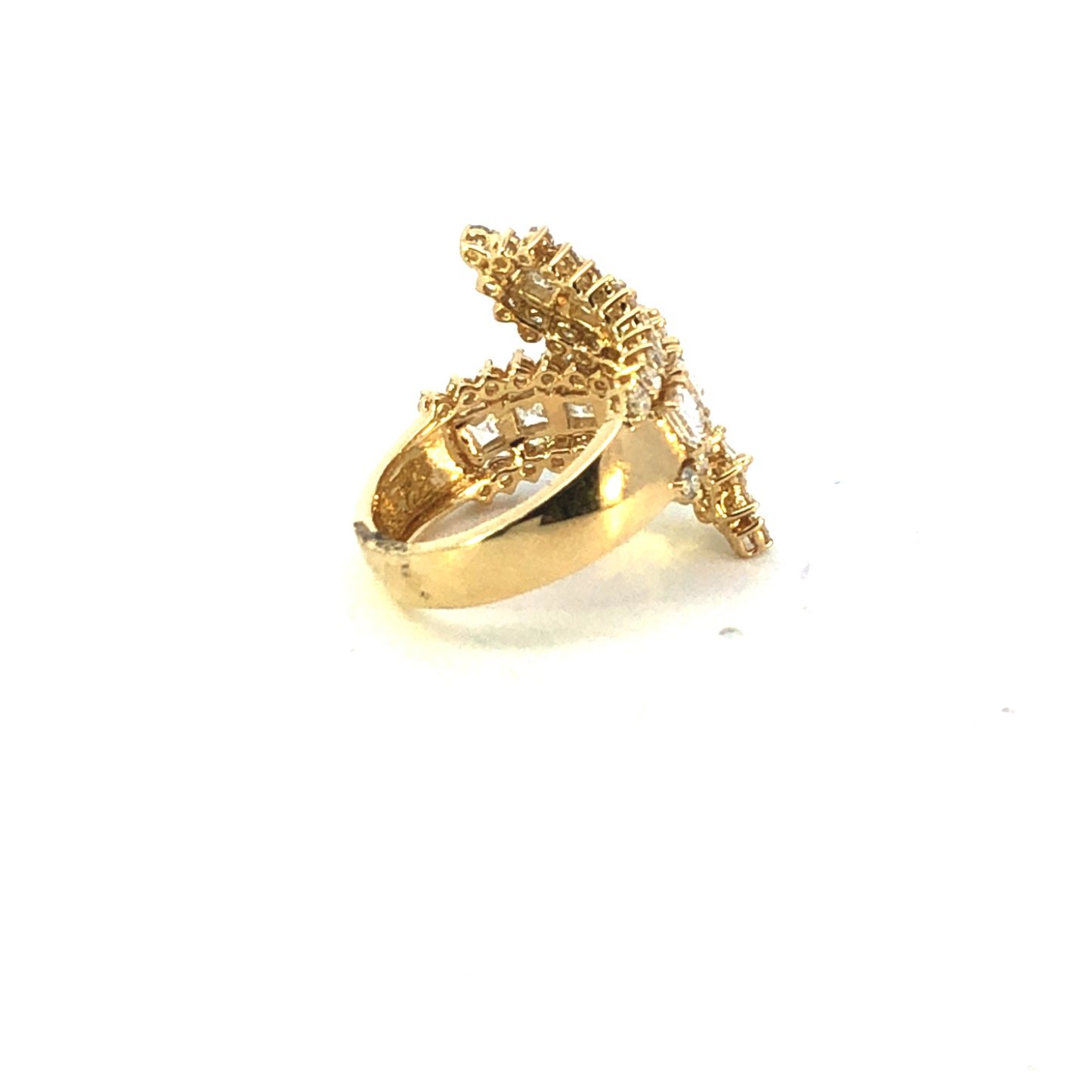 18K Yellow Gold Spiral Ring with Asscher & Round Diamonds - 1.70ct ASC, 1.20ct D