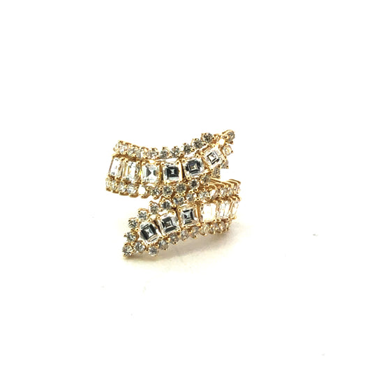 18K Yellow Gold Spiral Ring with Asscher & Round Diamonds - 1.70ct ASC, 1.20ct D