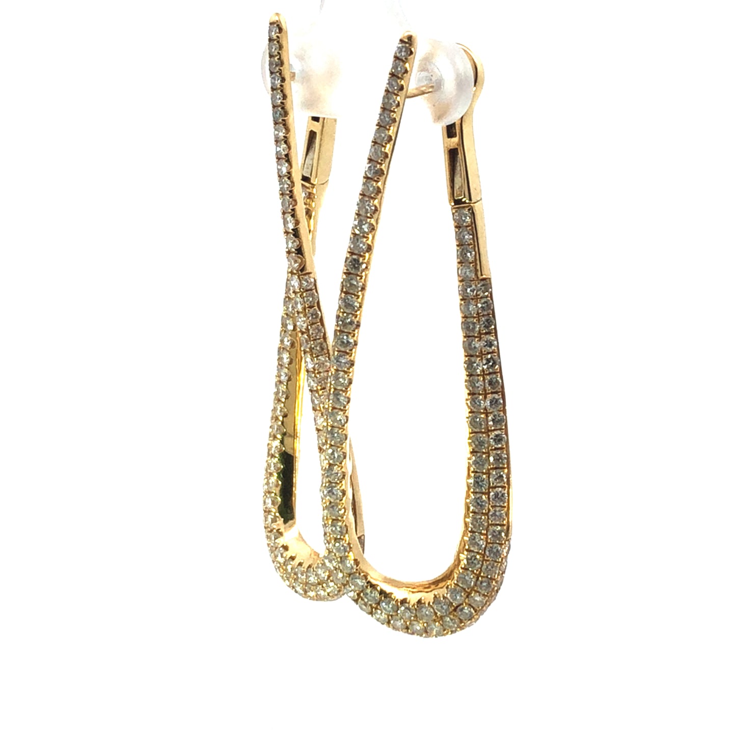 Elegant 18K Yellow Gold Diamond Drop Earrings – 4.51 CT