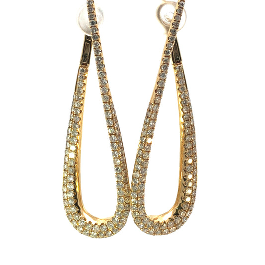 Elegant 18K Yellow Gold Diamond Drop Earrings – 4.51 CT