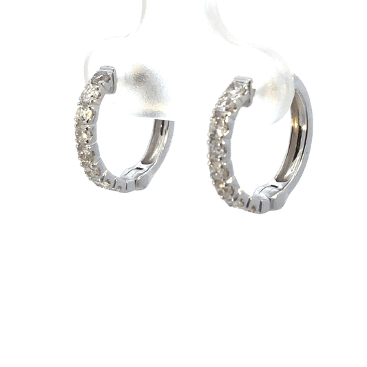 Elegant 14K White Gold Mini Diamond Hoop Earrings (0.57 ctw)