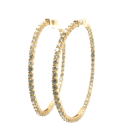 Dazzling 14K Yellow Gold Inside-Out Diamond Hoop Earrings (6.75 ctw)
