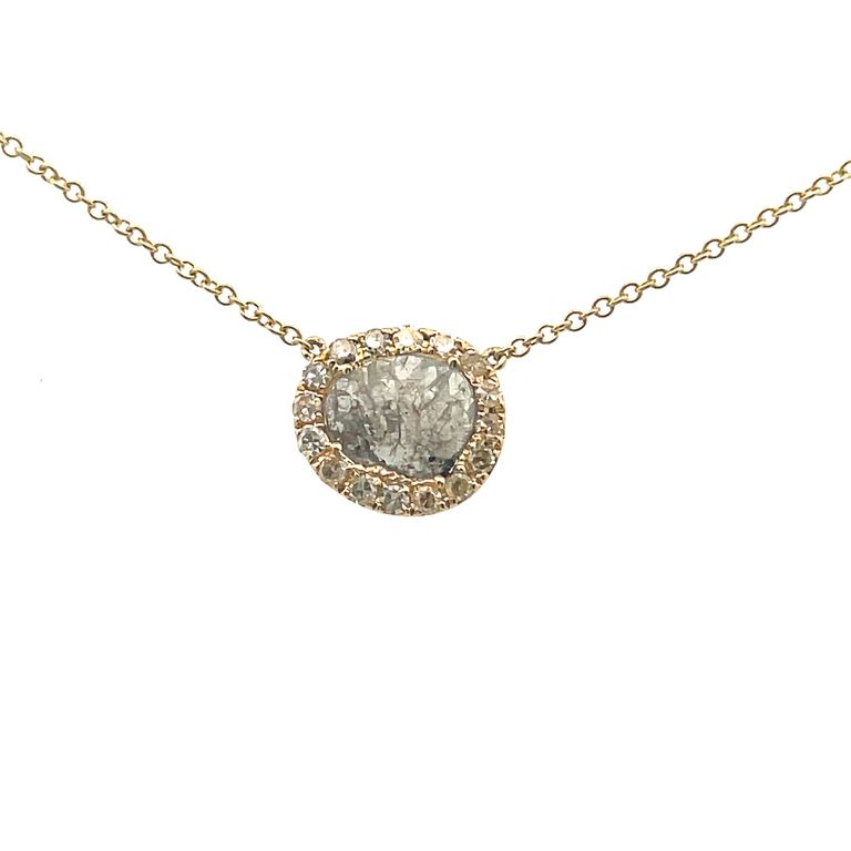Diamond Slice Pendant Necklace 1.38CT 18K Yellow Gold