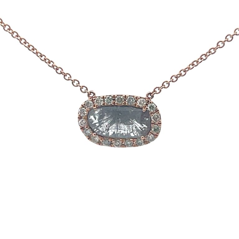 Diamond Slice Pendant Necklace 1.34CT 18K Rose Gold