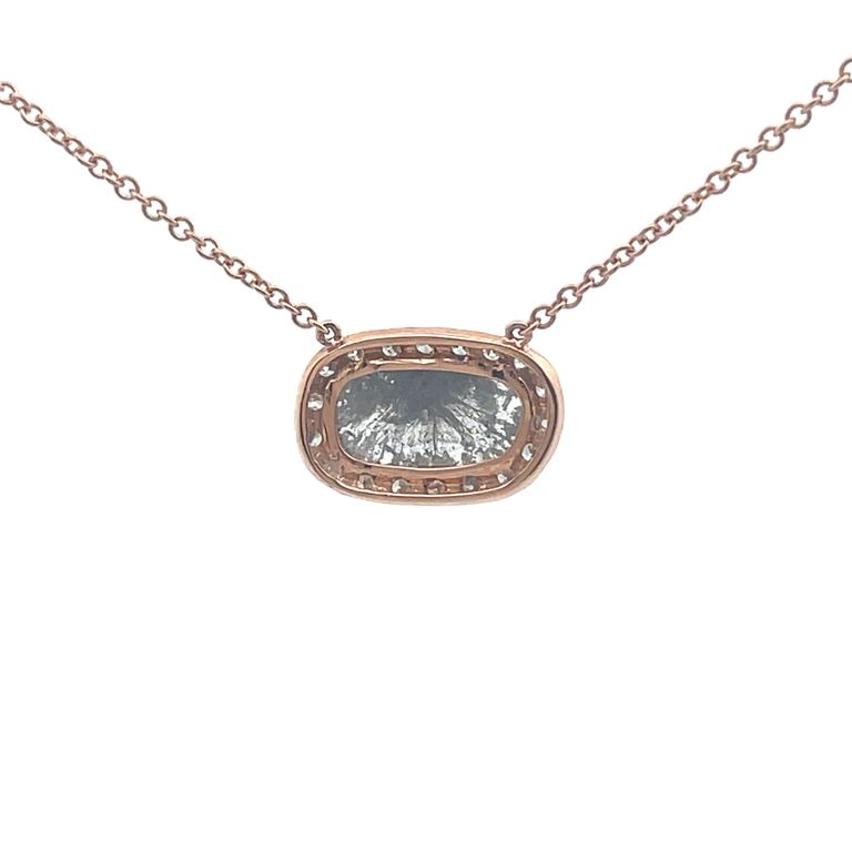 Diamond Slice Pendant Necklace 1.34CT 18K Rose Gold