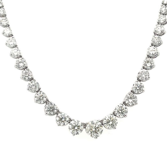 Luxury Graduated Round Diamond Tennis Necklace in White Gold