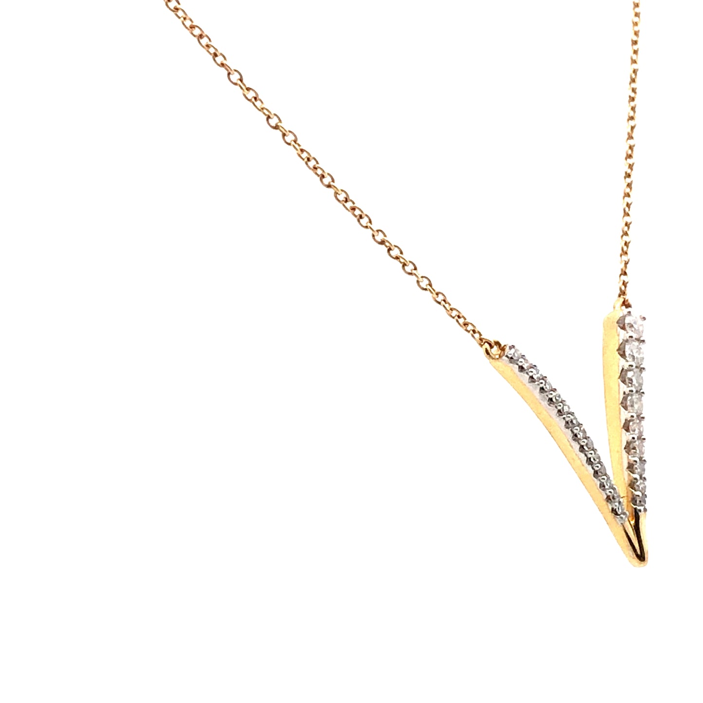 14K Yellow Gold Diamond V-Shaped Necklace (.20 CTW)